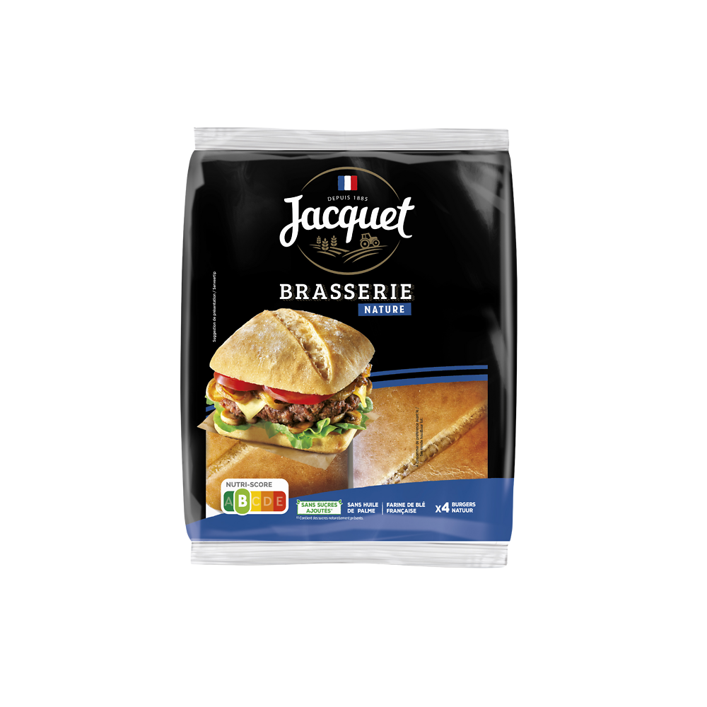 Pains Burger Brasserie nature Sans Sucres Ajoutés JACQUET - x4 - 330g