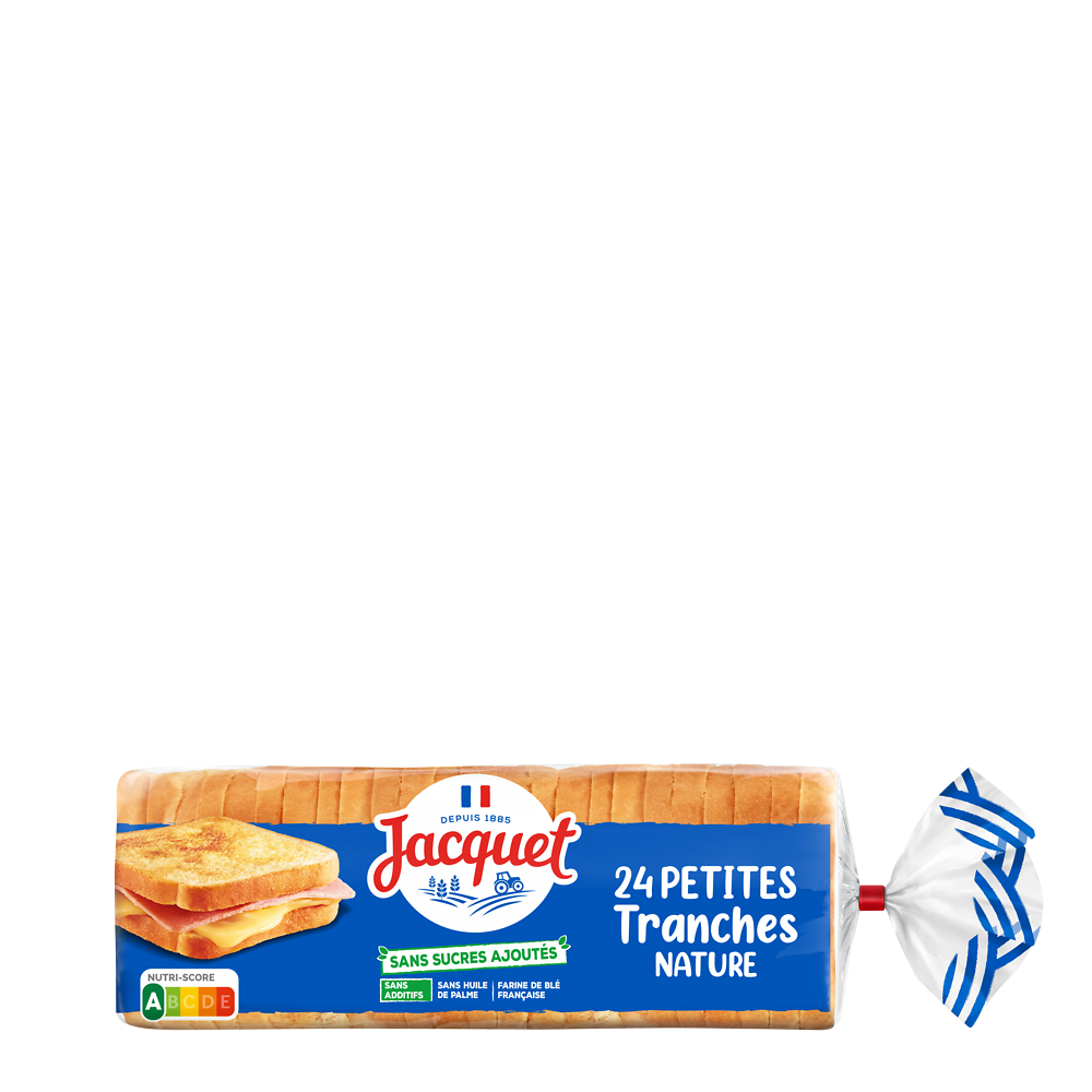 Pain de mie Petites Tranches Nature Sans Sucres Ajoutés JACQUET - x24tranches - 450g