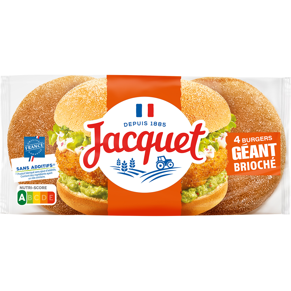 Pains Burger Géant Brioché Sans Additifs JACQUETx4 - 320g