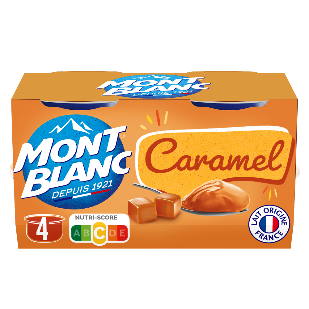 Crème dessert Coupelles Caramel MONT BLANC, 4x125g