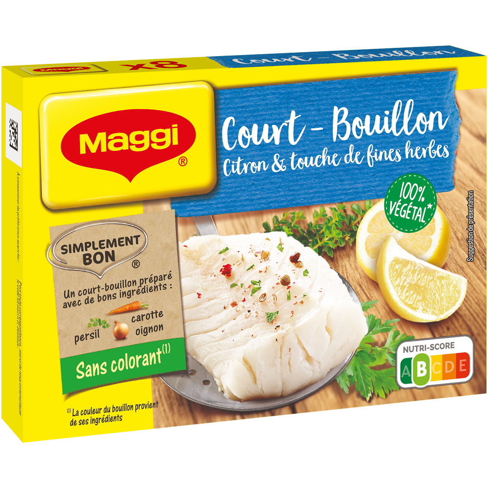 Court bouillon au citron et fines herbes MAGGI, boite de 8 cubes, 90g