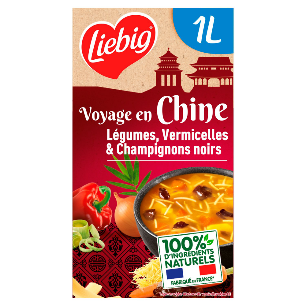 Soupe chinoise aux 7 légumes et vermicelles LIEBIG, brique de 1 litre