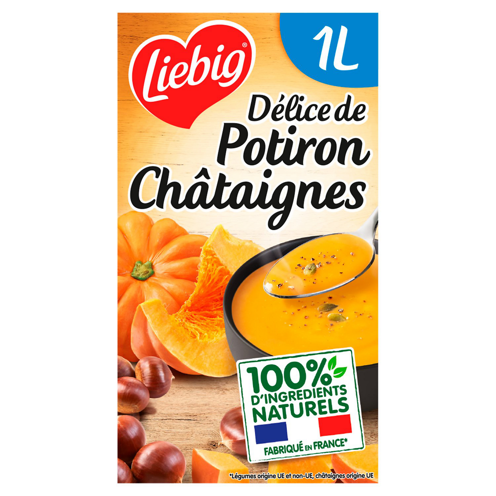 Soupe Délice potiron et châtaignes LIEBIG, brique de 1L