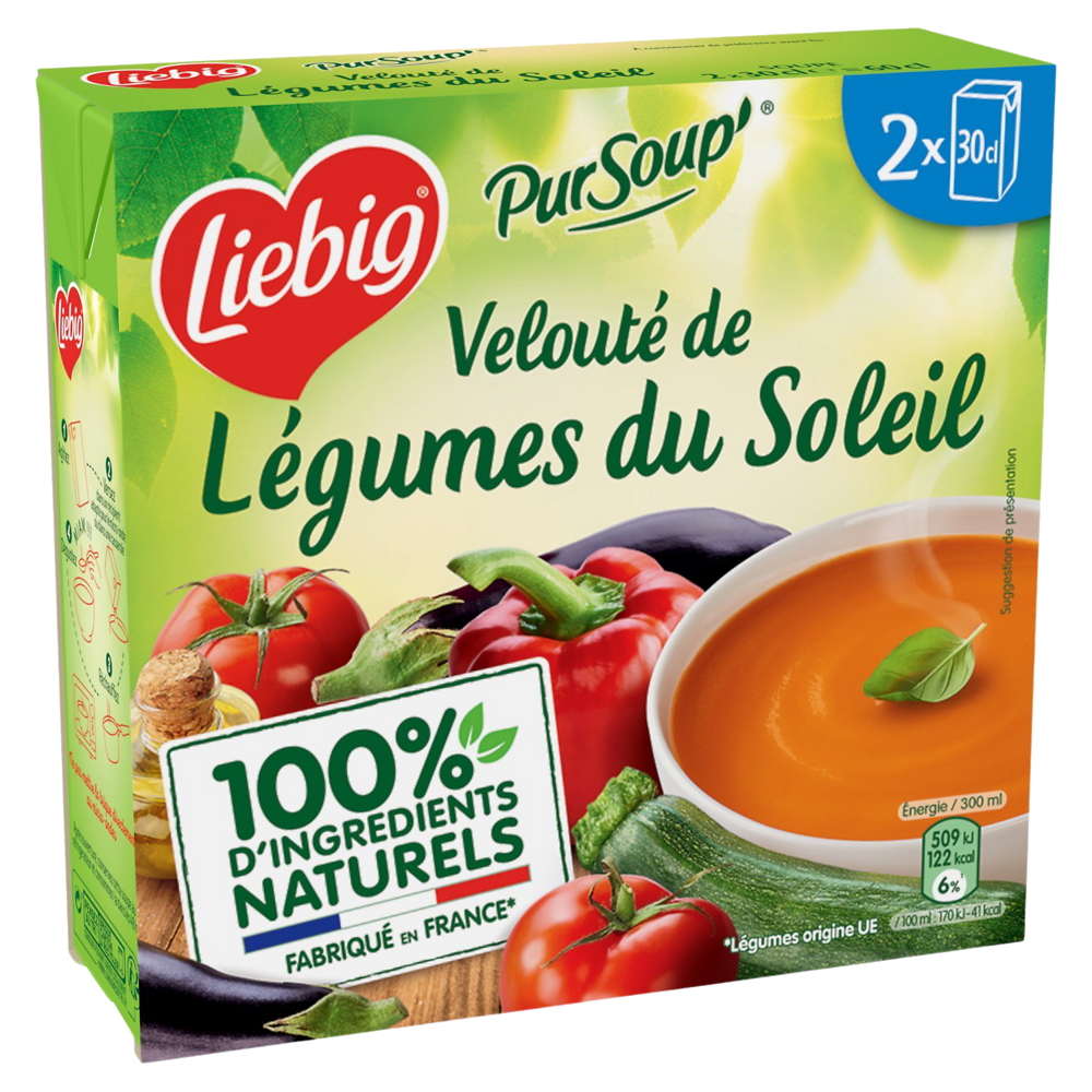 Soupe Pur'Soup velouté de légumes du soleil LIEBIG, 2 briques de 30cl