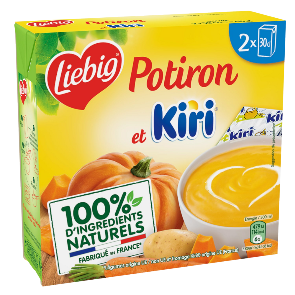 Potage Doux Plaisirs de potiron au kiri LIEBIG, 2 briques de 30cl