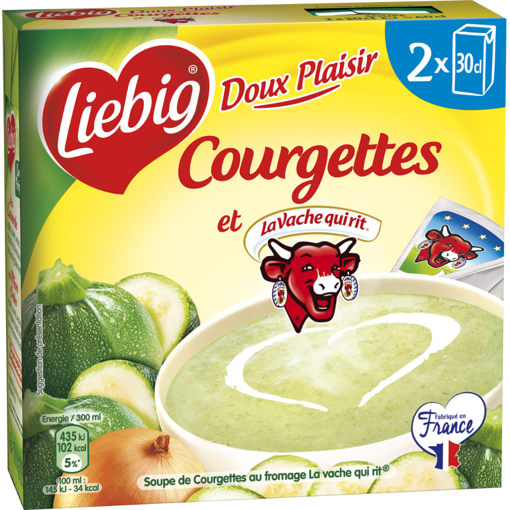 Soupe courgettes au fromage la vache qui rit LIEBIG, 2 briques de 30cl