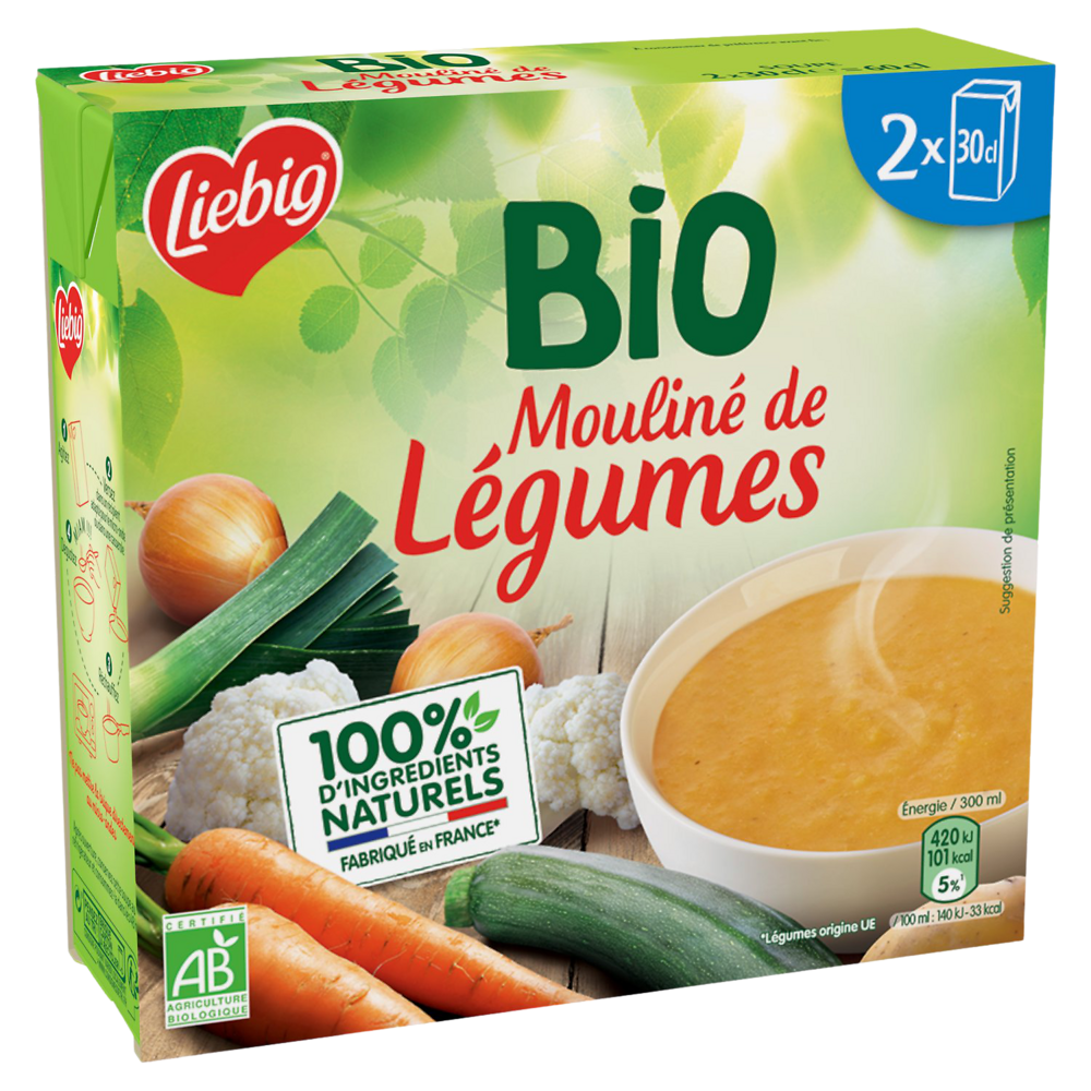 Soupe mouliné de légumes bio LIEBIG, briques 2x30cl