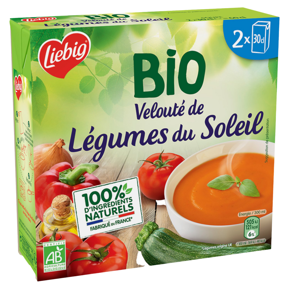 Velouté bio de légumes du soleil LIEBIG, 2 briques de 30cl