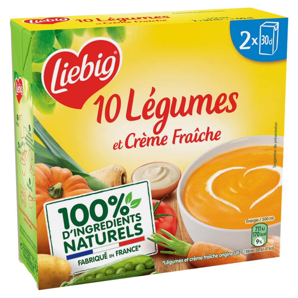 Soupe 10 légumes à la crème fraiche LIEBIG, briques 2x30cl