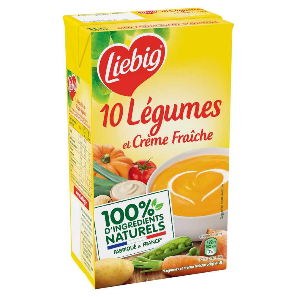 Soupe Pur'Soup velouté de 10 légumes et crème LIEBIG, brique 1l