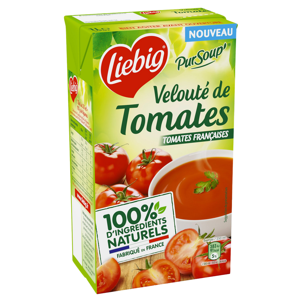 Soupe Pur'Soup velouté de tomates française LIEBIG brique 1l