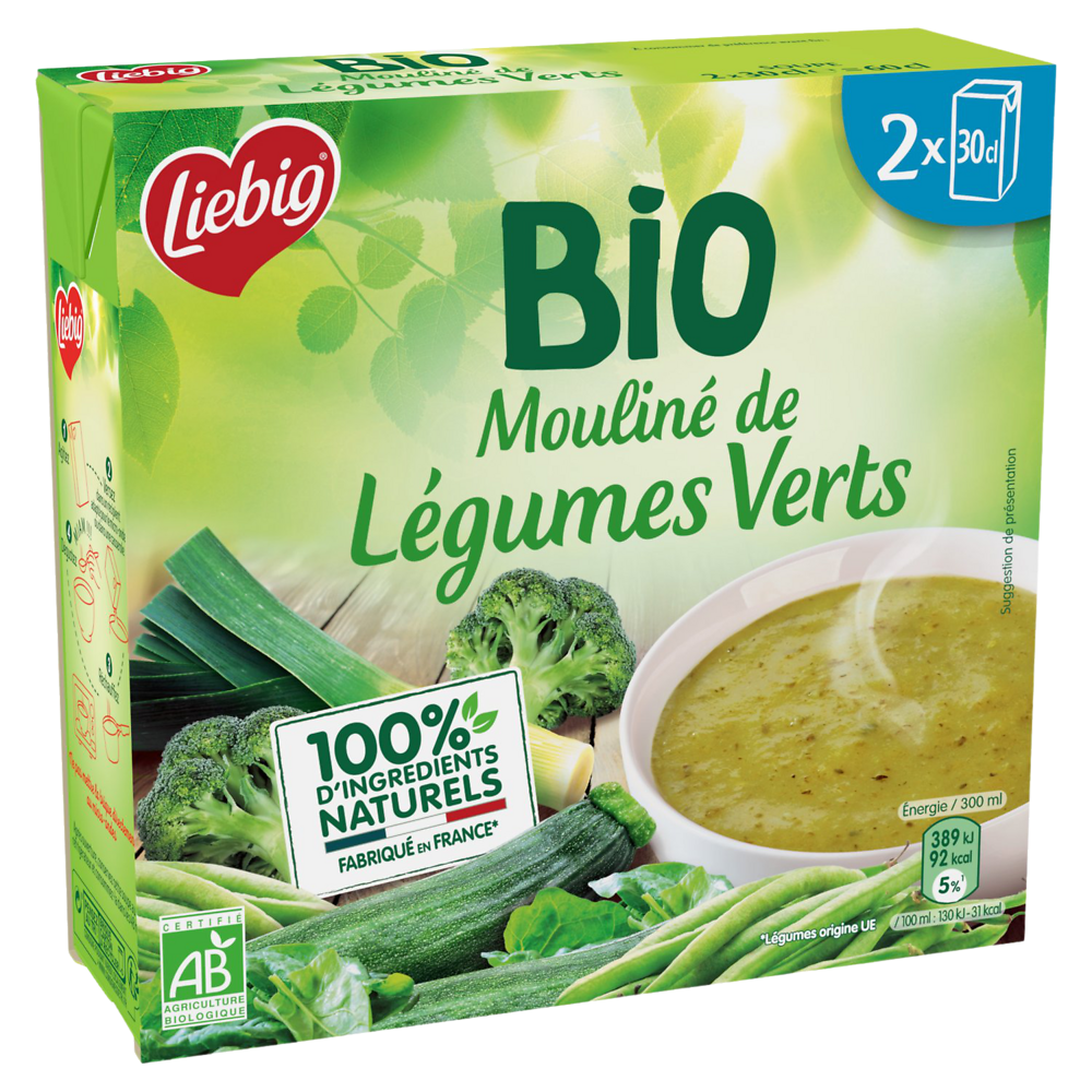 Soupe moulinée légumes verts bio LIEBIG 2x30cl