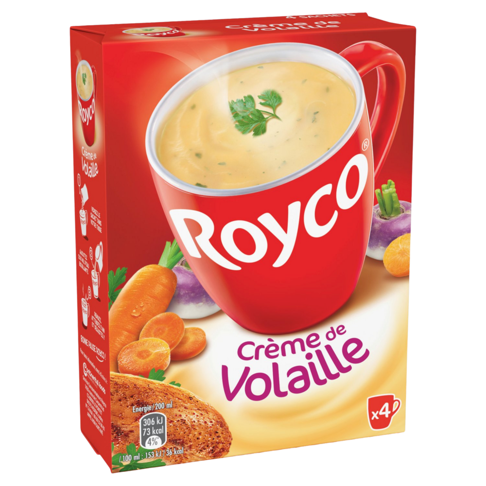 Soupe Crème de volaille ROYCO, Etui de 4 Sachets pour 80cl