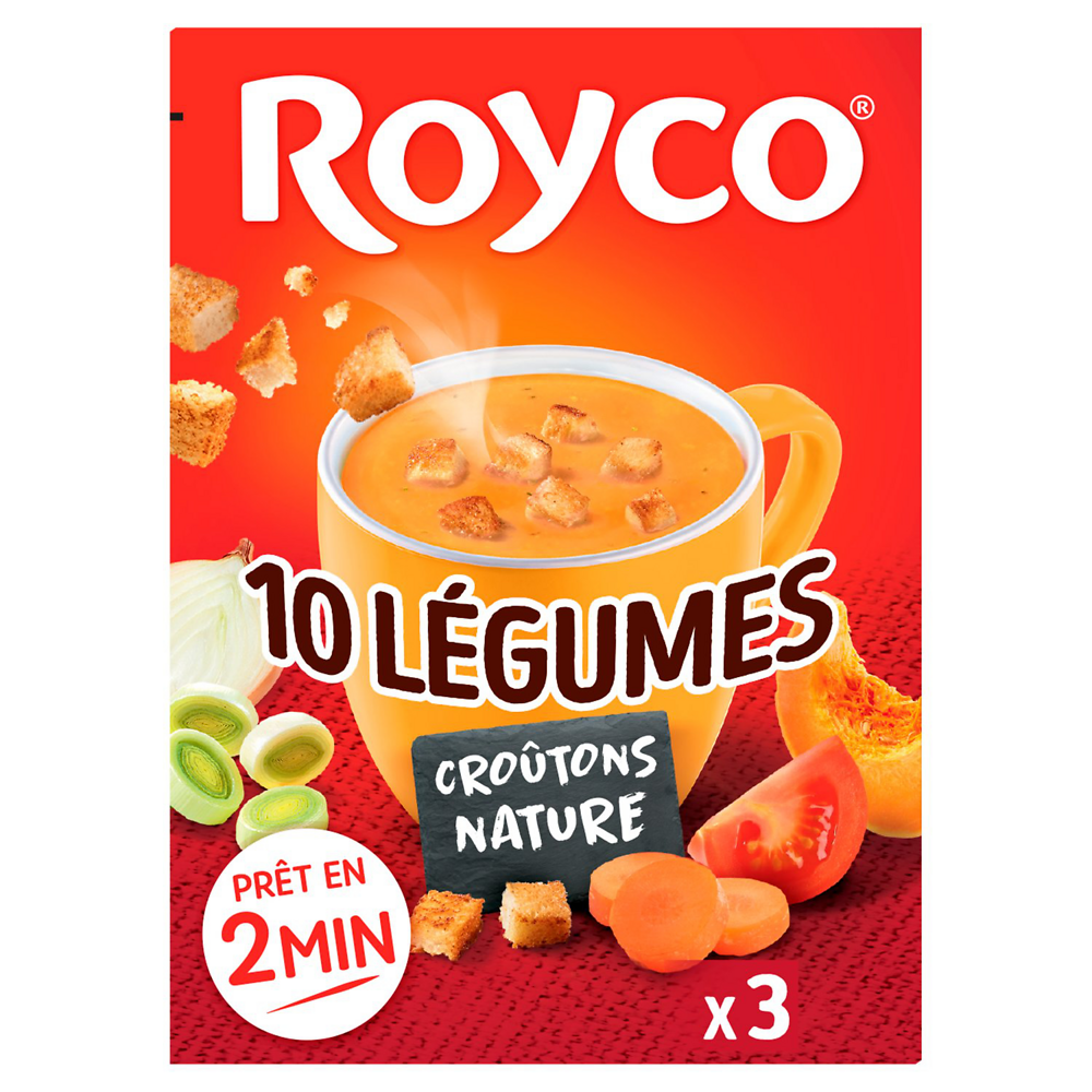 Velouté 10 légumes croûtons romarin ROYCO, 3 sachets