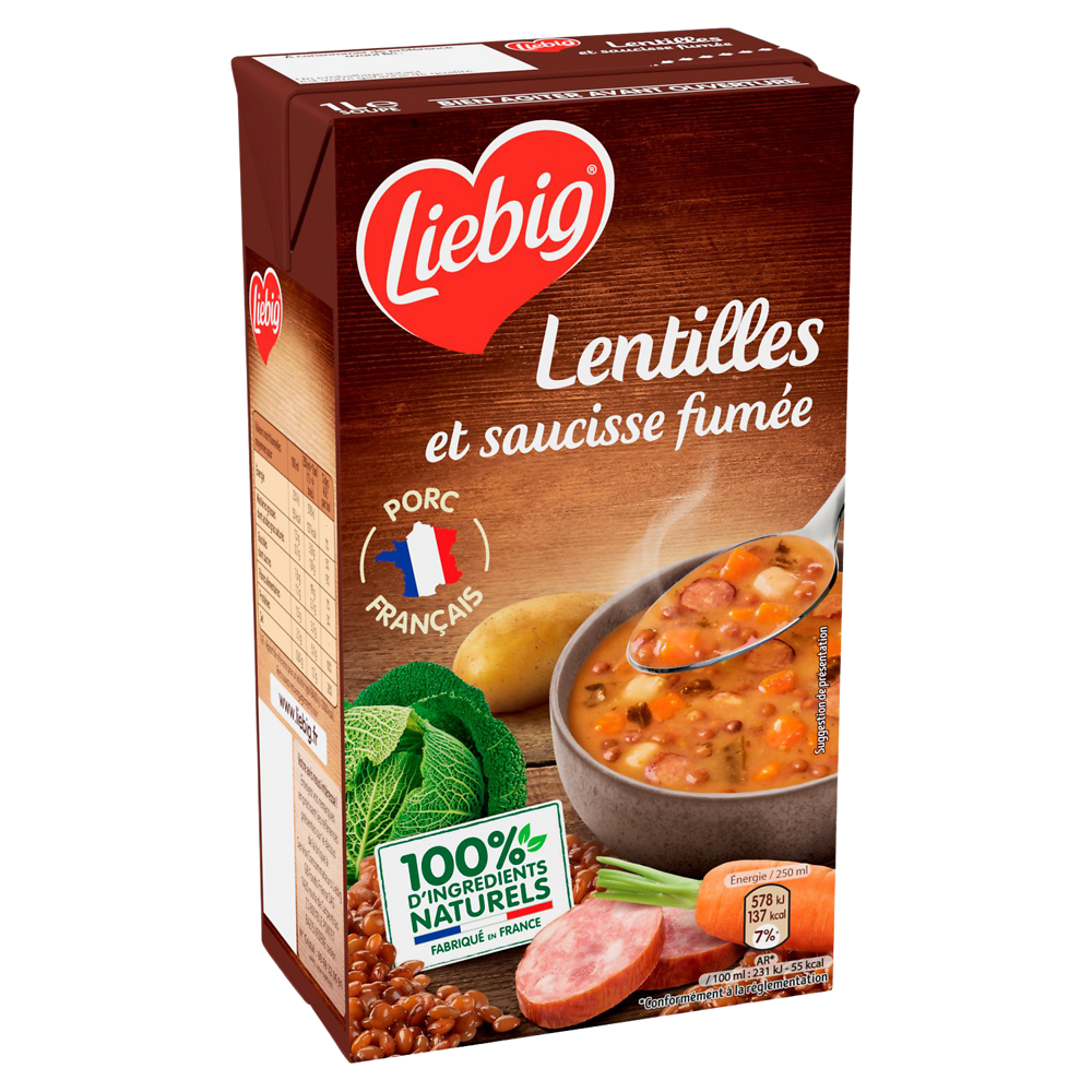 Liebig Lentilles et saucisse fumée 1 L