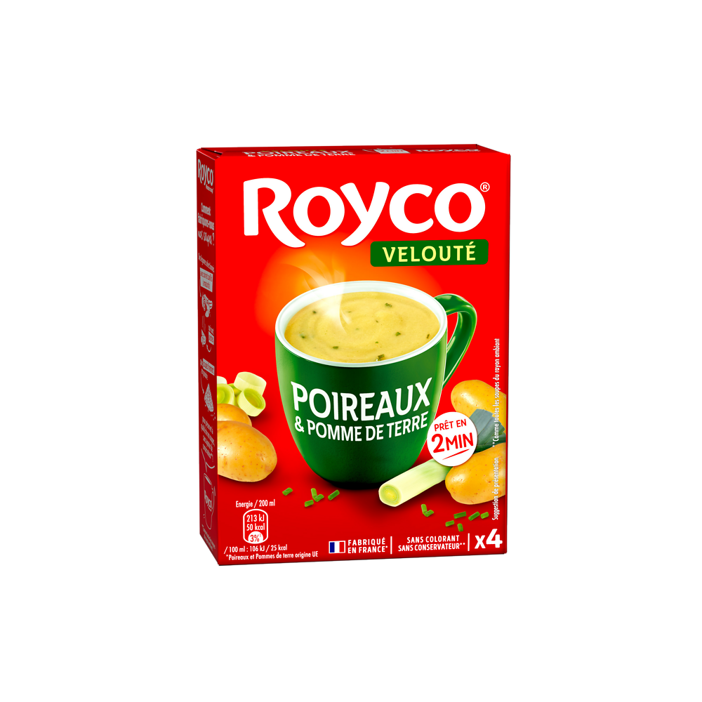 Soupe Velouté de poireaux et pomme de terre ROYCO étui 4 sachets 80cl