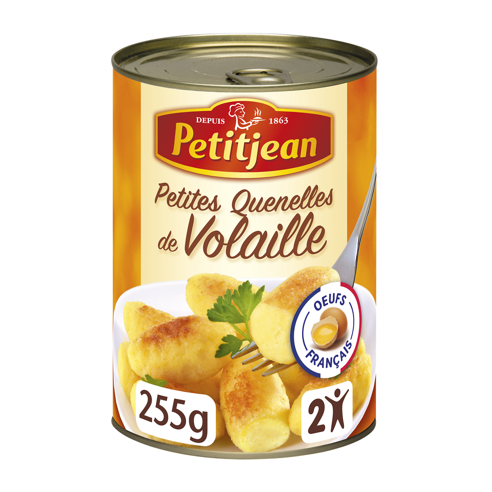 Petites quenelles de volaille au naturel PETIT JEAN, boîte de 255g