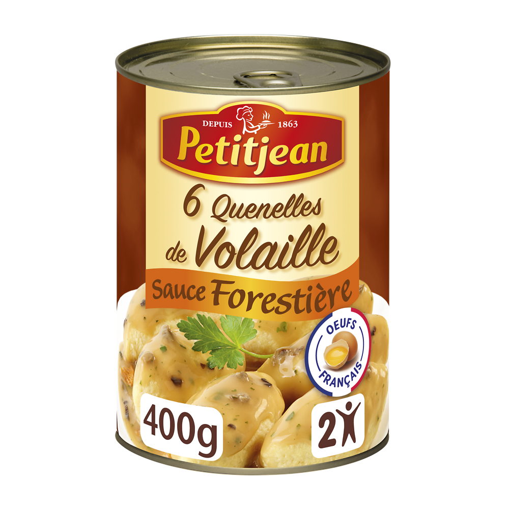 Quenelle volaille sauce champignon PETIT JEAN, boîte de 400g