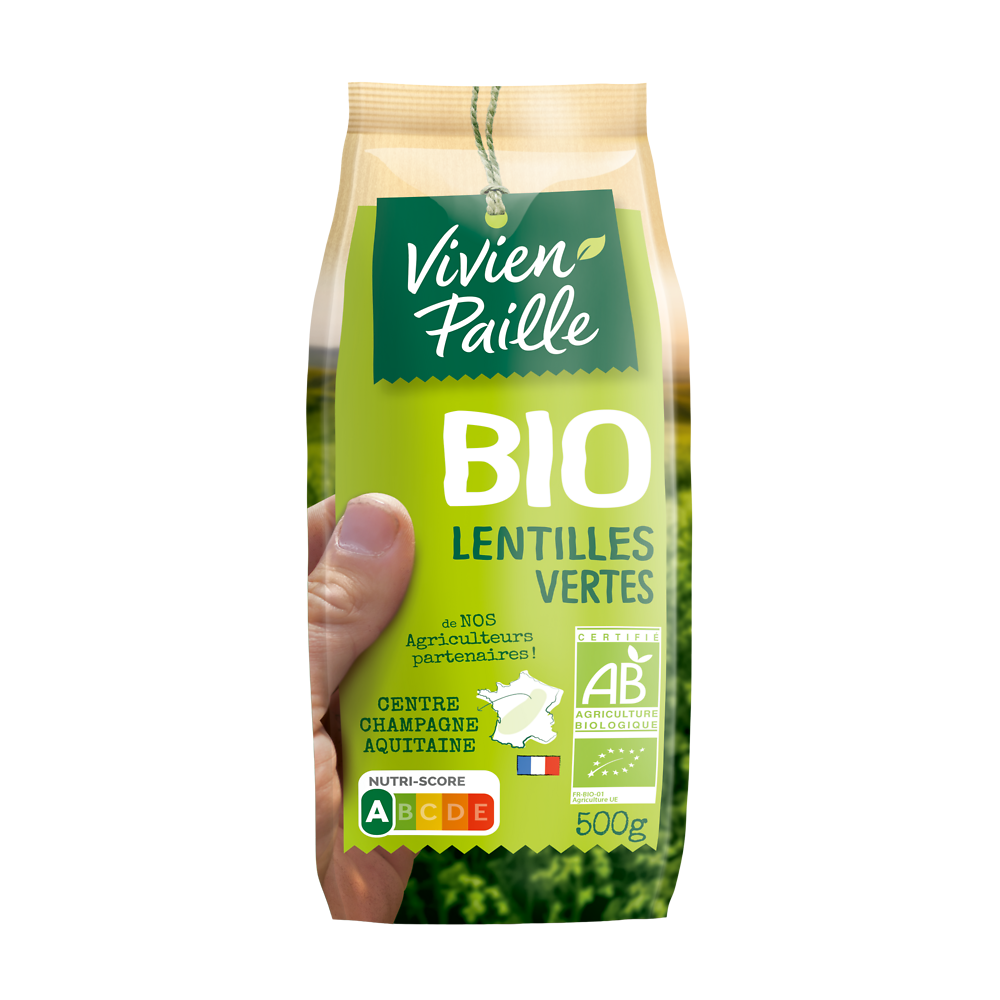 Lentilles vertes BIO VIVIEN PAILLE, étui de 500g