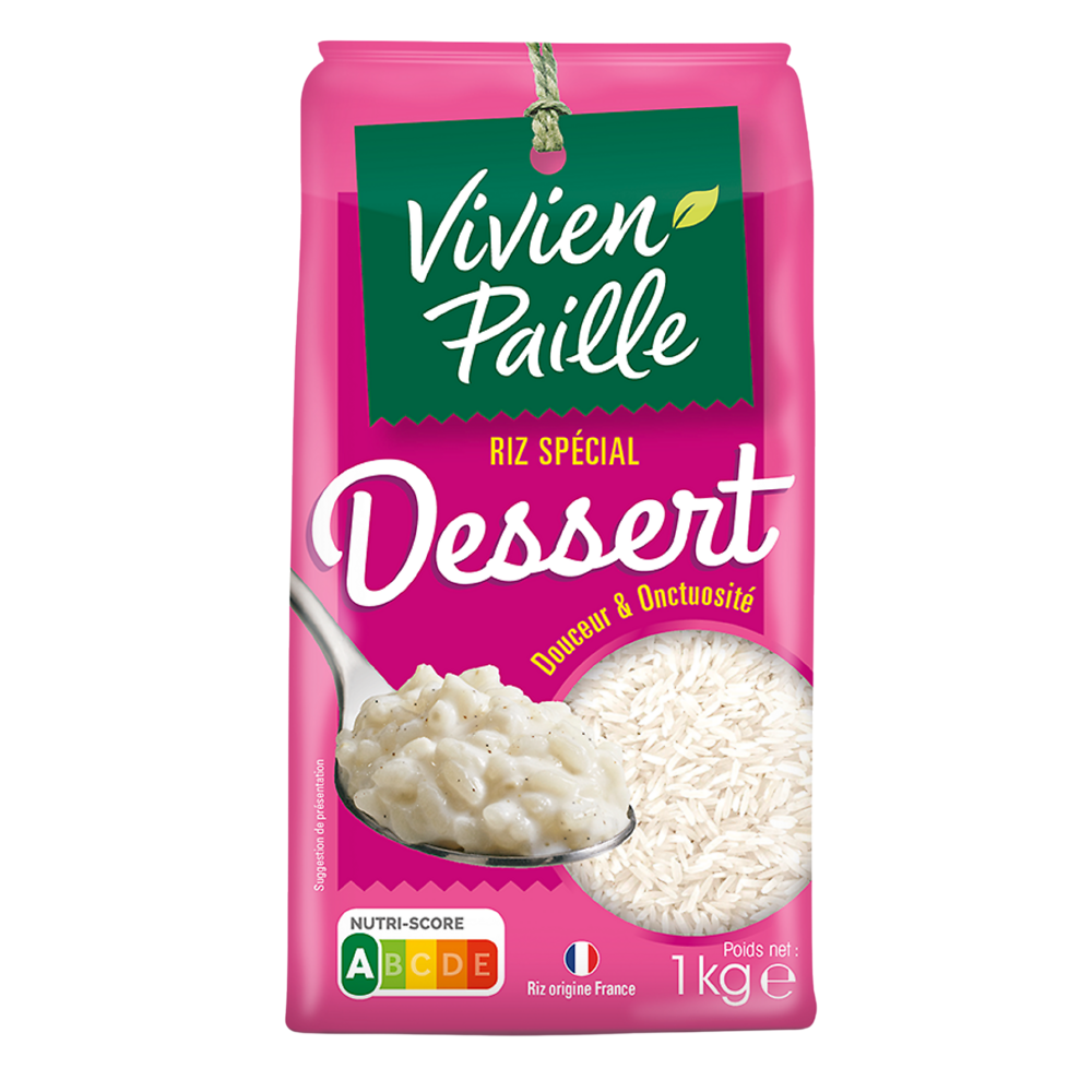 Riz rond blanc spécial dessert VIVIEN PAILLE, 1kg