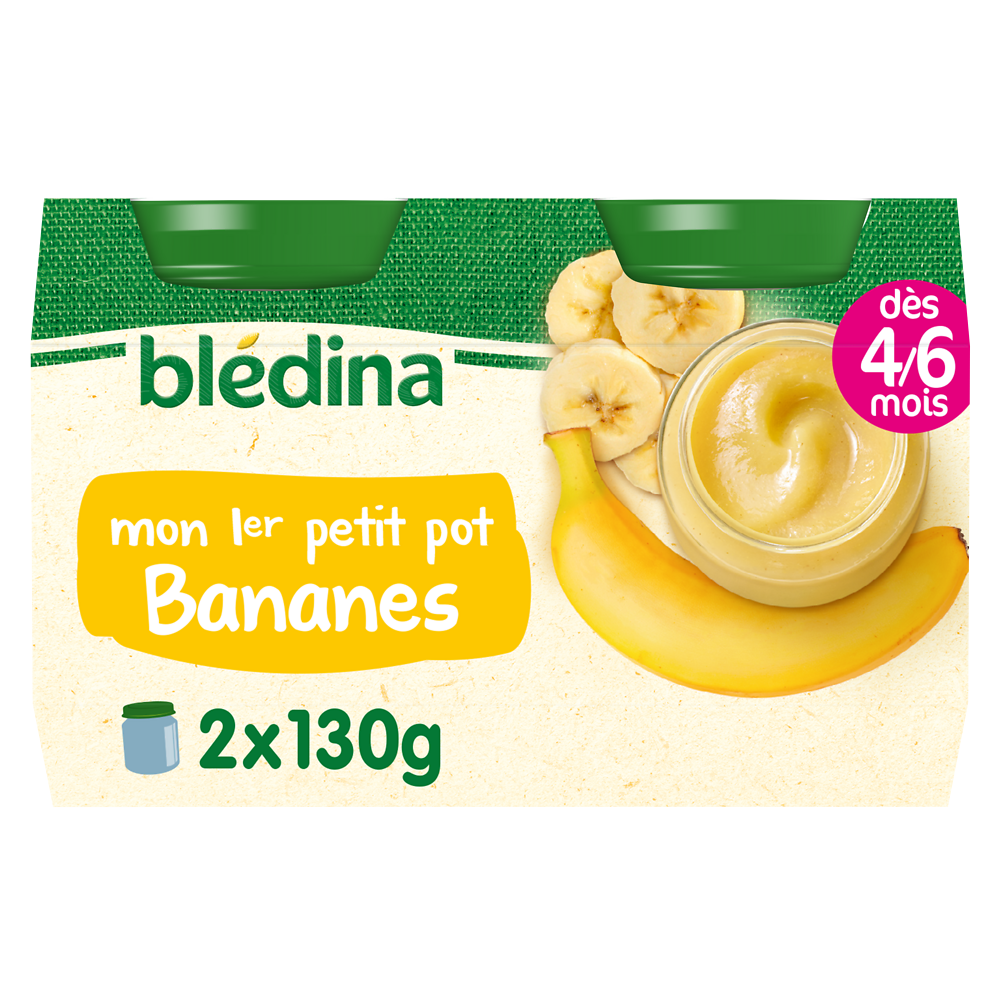 Petits pots bébé aux fruits banane dès 4 mois BLEDINA 2x130g