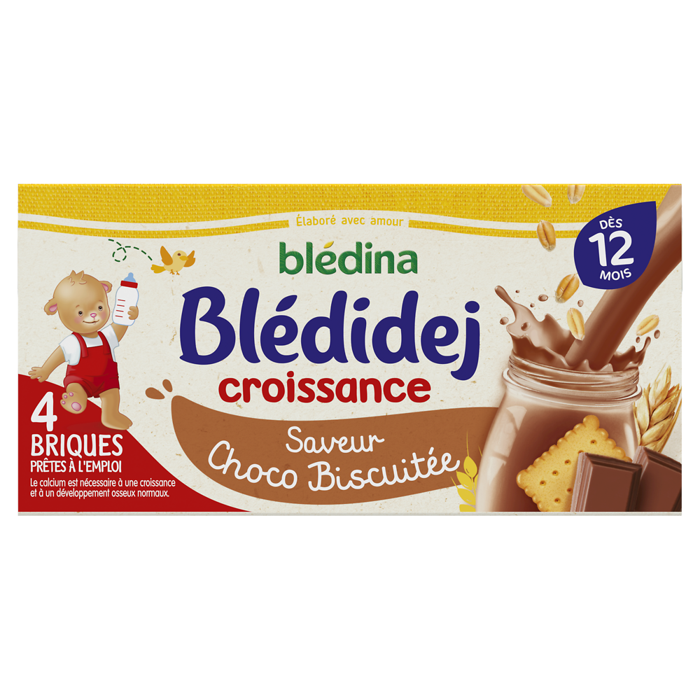 Lait et céréales bébé chocolat biscuité dès 12 mois BLEDIDEJ BLEDINA 4x250ml