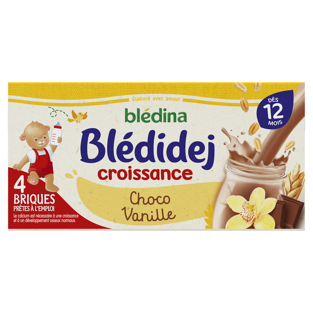 Lait et céréales bébé chocolat vanille dès 12 mois BLEDIDEJ BLEDINA 4x250ml