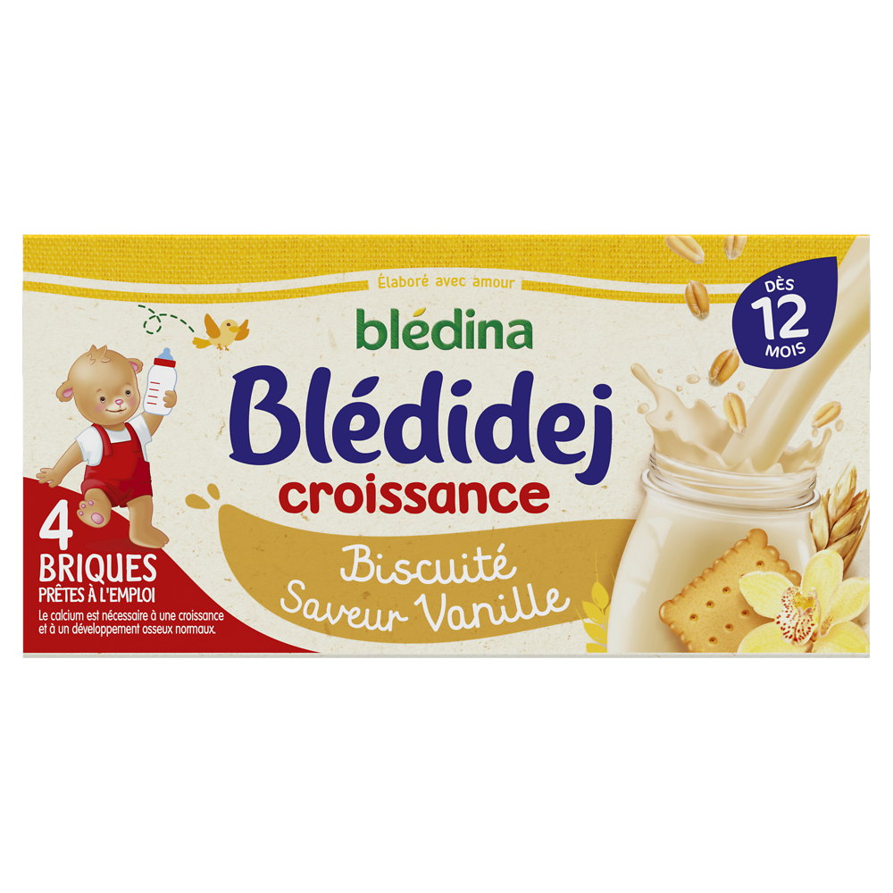 Lait et céréales bébé biscuité vanille dès 12 mois BLEDIDEJ BLEDINA 4x250ml