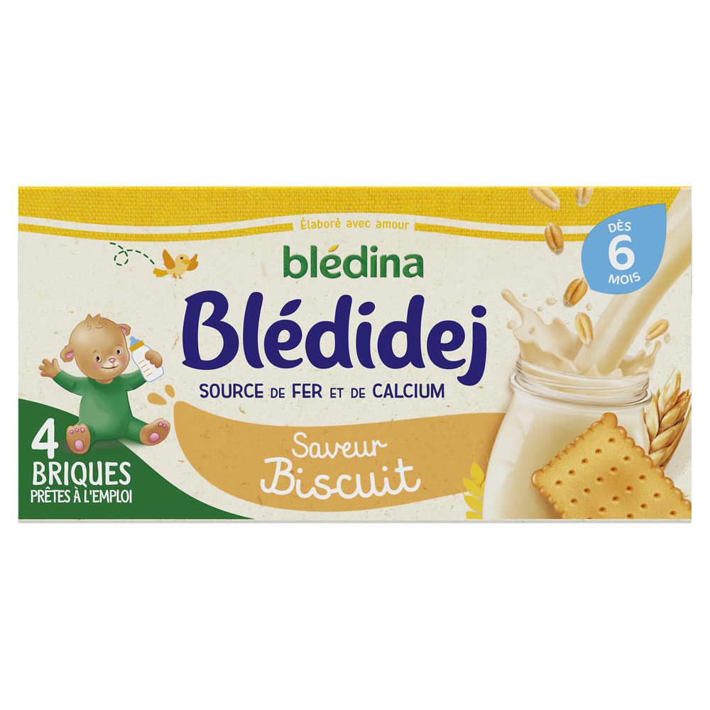 Lait et céréales bébé biscuité dès 6 mois BLEDIDEJ bledina - 4x250ml