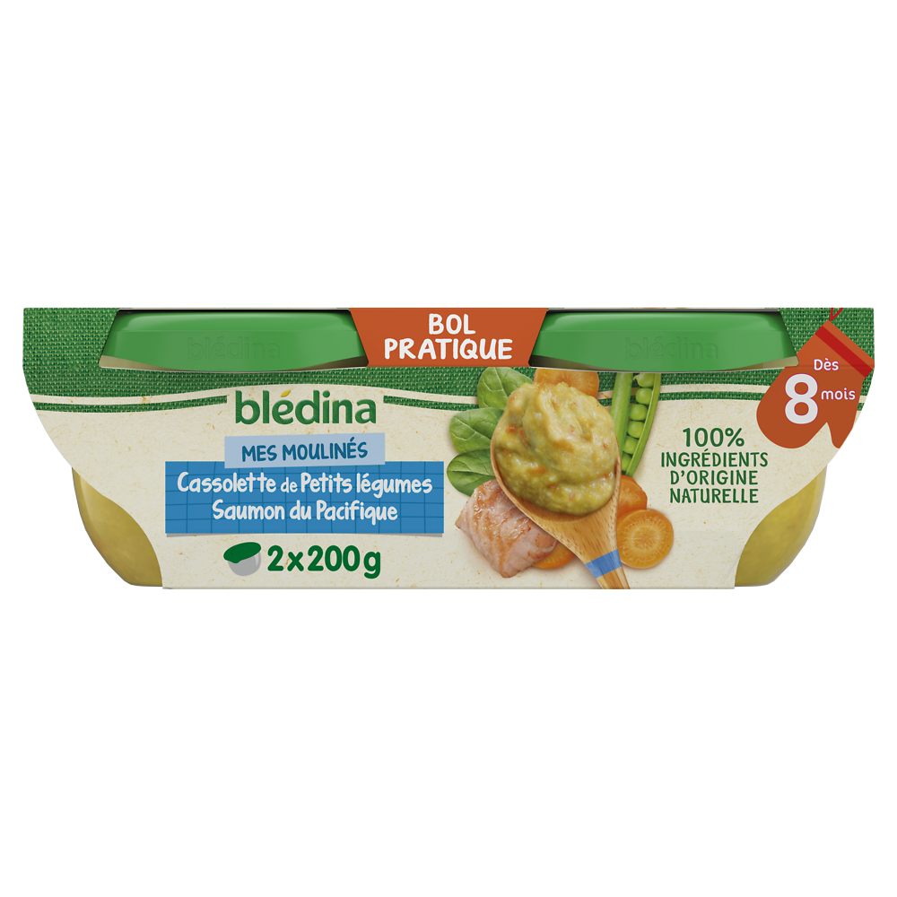 Plats bébé petits légumes saumon dès 8 mois BLEDINA 2x200g