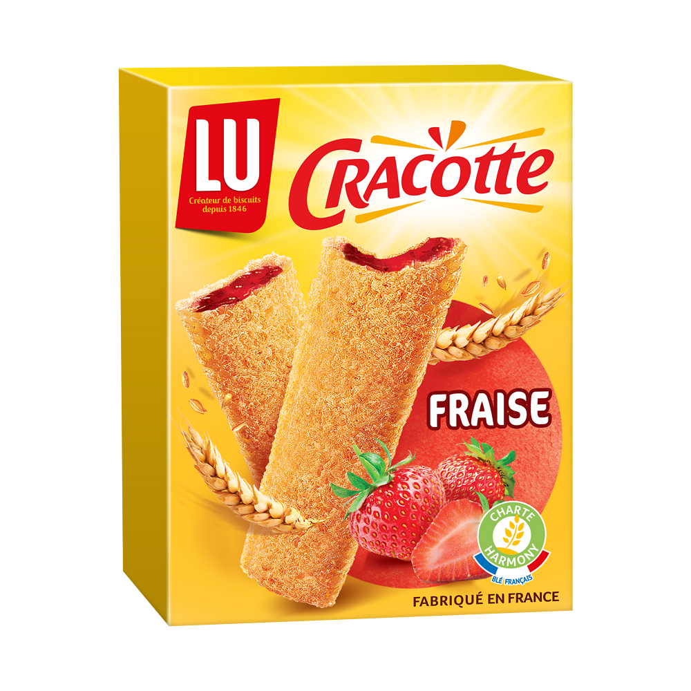 Biscottes fourrées à la fraise CRACOTTE - Paquet de 200g