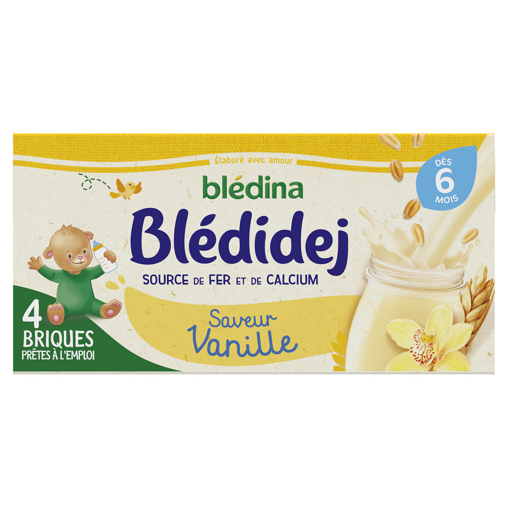 Lait et céréales bébé vanille dès 6 mois BLEDIDEJ BLEDINA 4x250ml