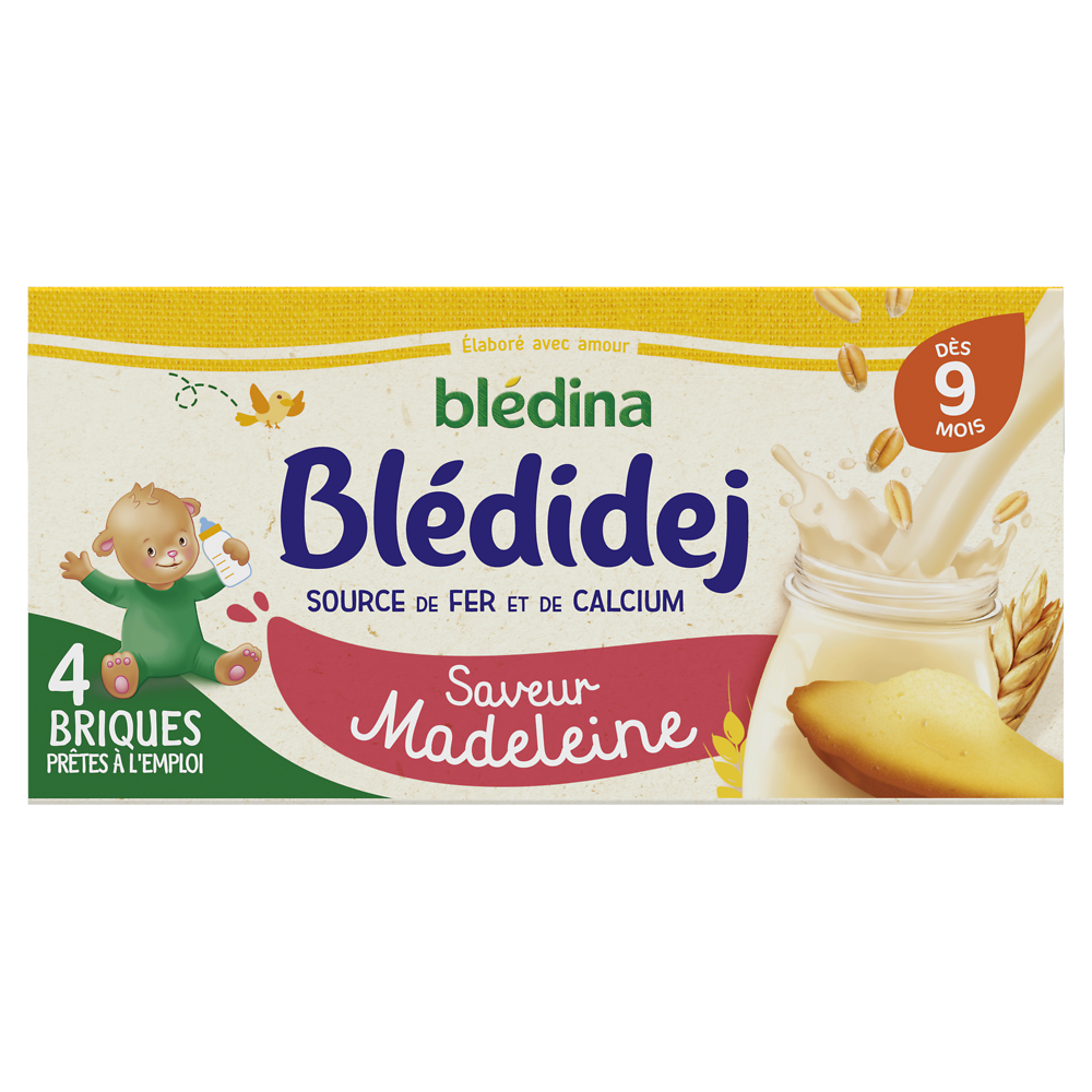 Lait et céréales bébé saveur madeleine dès 9 mois BLEDIDEJ BLEDINA 4x250ml