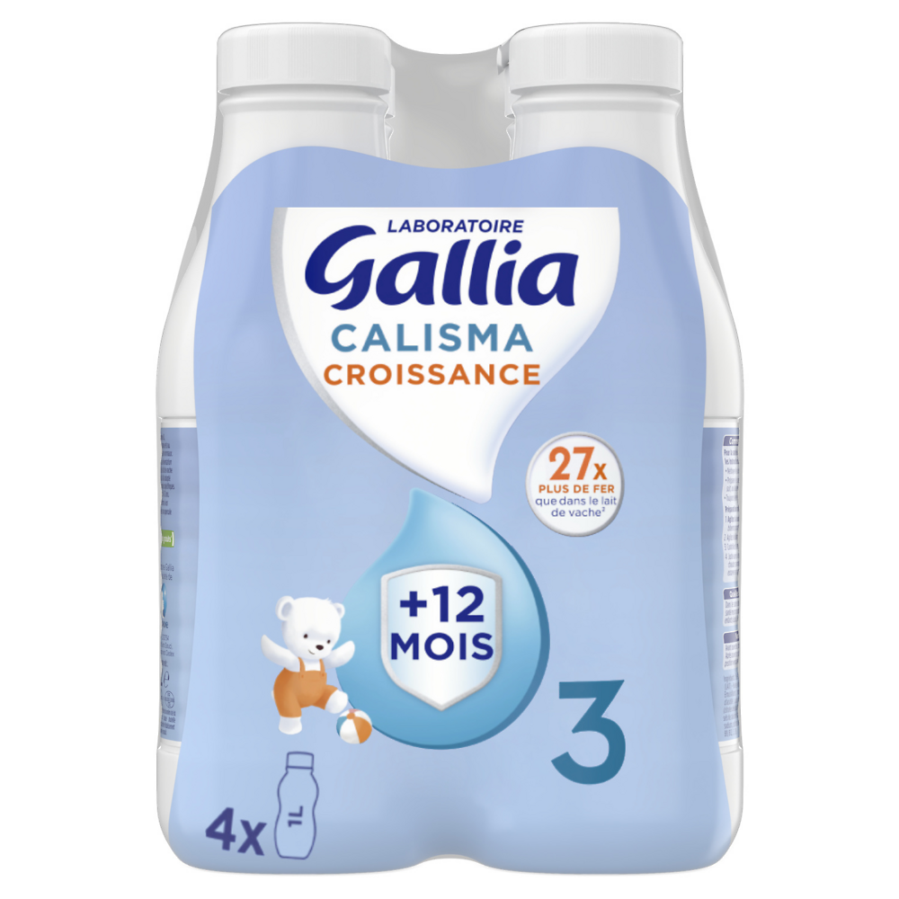 Lait de croissance bébé liquide 3ème âge dès 12 mois GALLIA CALISMA 4x1L