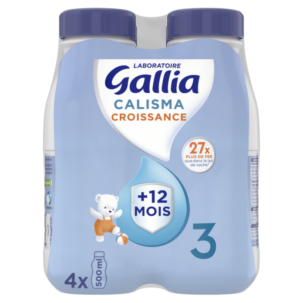 Lait de croissance bébé liquide 3ème âge dès 12 mois GALLIA CALISMA 4x50cl