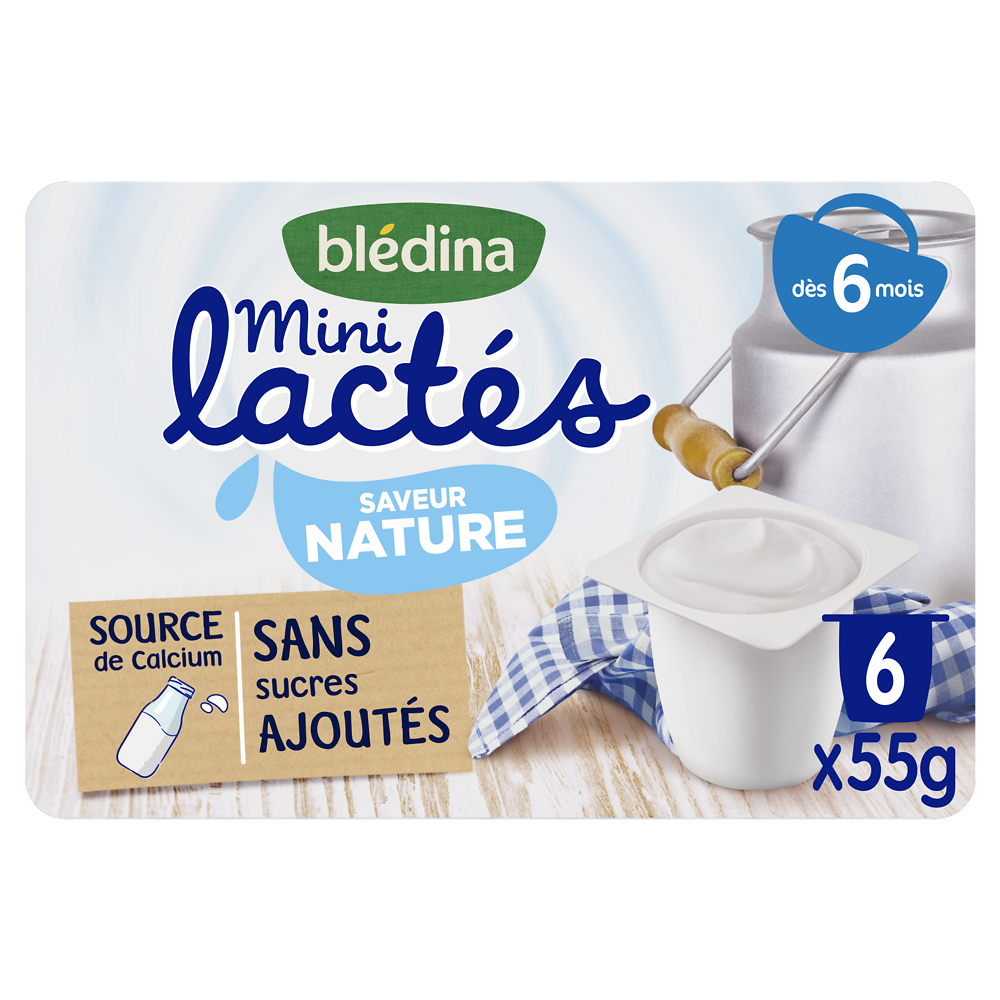 Desserts lactés bébé nature sans sucres dès 6 mois BLEDINA- 6x55g