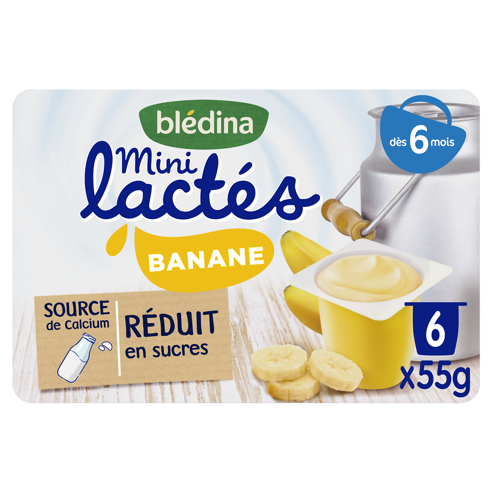 Desserts lactés bébé banane dès 6 mois BLEDINA 6x55g