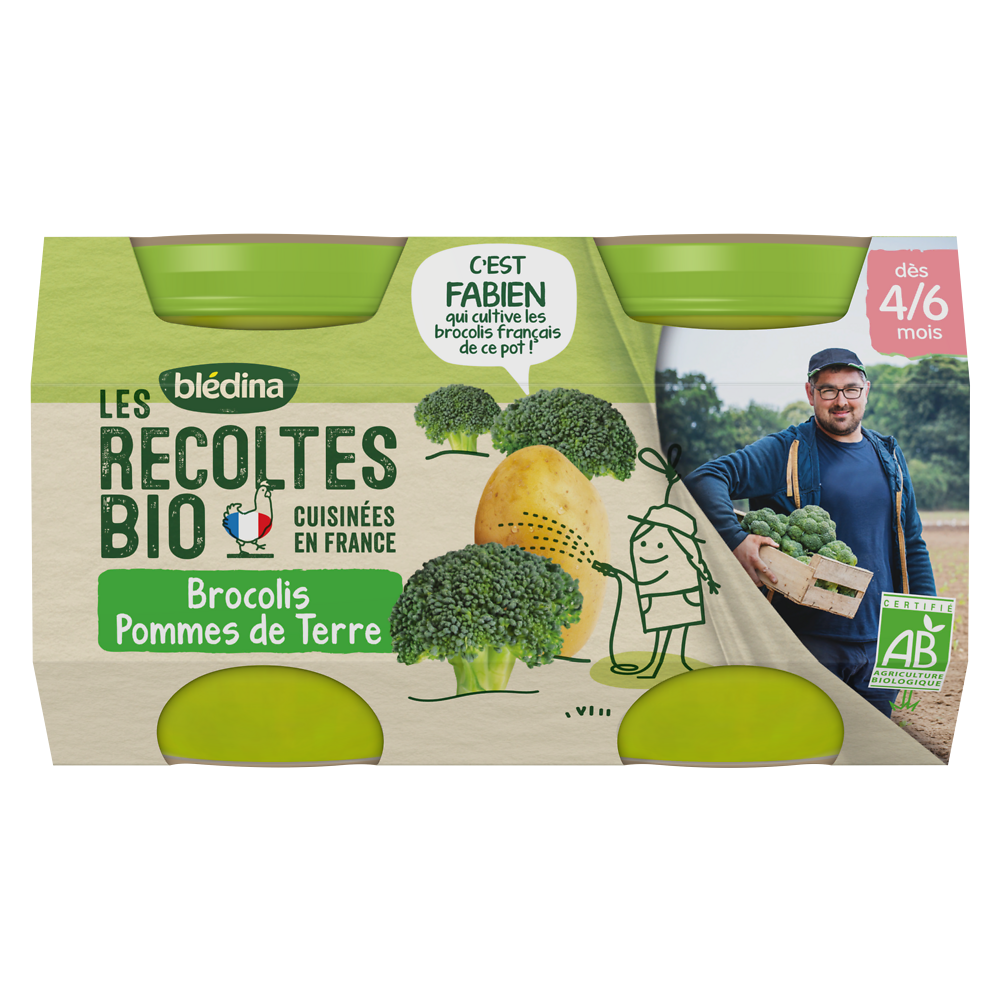 Petits pots bébé bio brocolis pommes de terre dès 4 mois LES RECOLTESBIO BLEDINA 2x130g