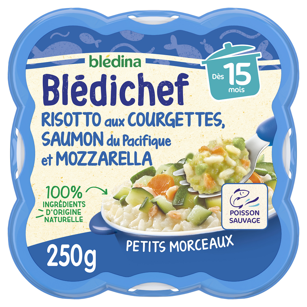 Plat bébé risotto aux courgettes saumon mozzarella dès 15 mois BLEDICHEF BLEDINA 250g