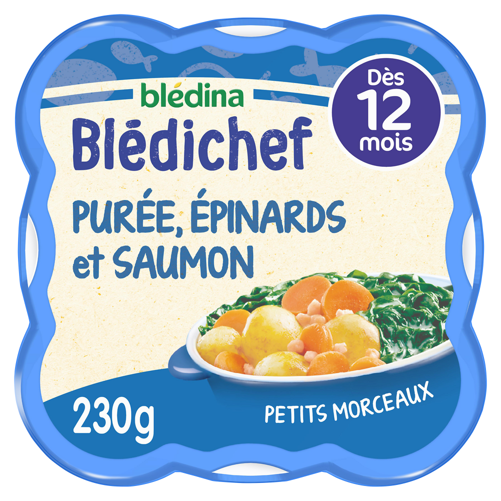 Plat bébé purée épinards saumon dès 12 mois BLEDICHEF BLEDINA 230g