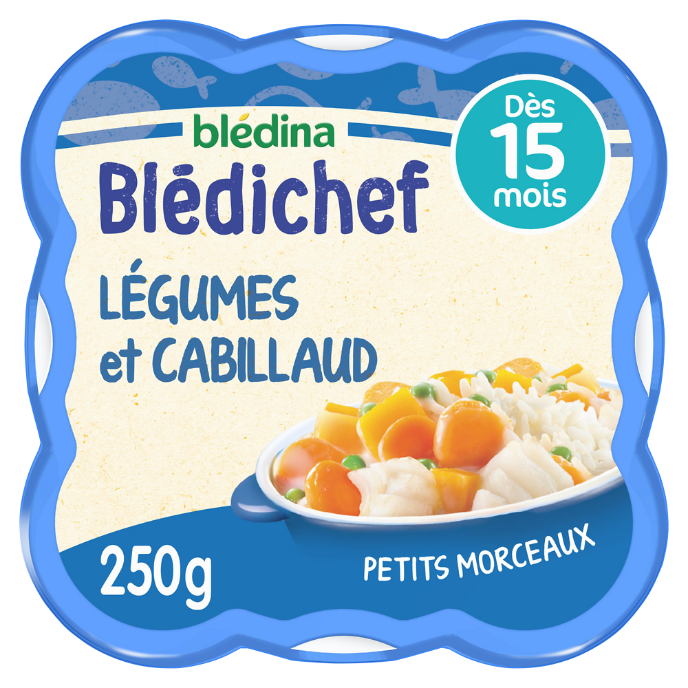 Plat bébé légumes cabillaud dès 15 mois BLEDICHEF BLEDINA 250g