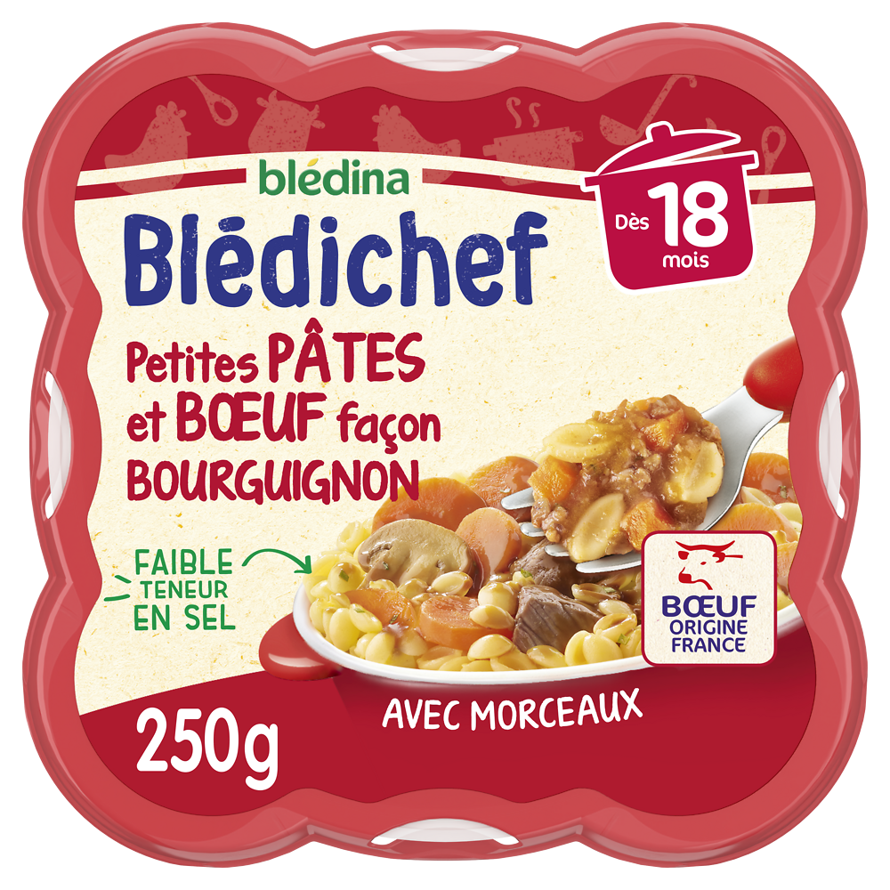 Plat bébé légumes pâtes boeuf bourguignon dès 18 mois BLEDICHEF BLEDINA 250g