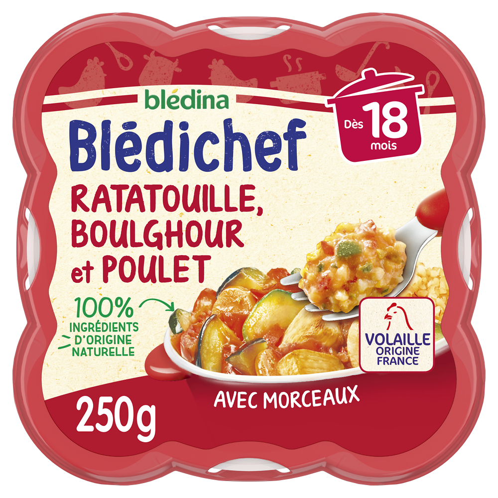 Plat bébé ratatouille boulghour poulet dès 18 mois BLEDICHEF BLEDINA 250g