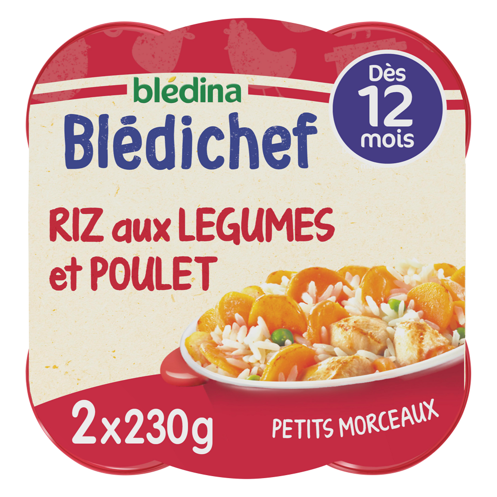 Plats bébé riz aux légumes poulet dès 12 mois BLEDICHEF BLEDINA 2x230g