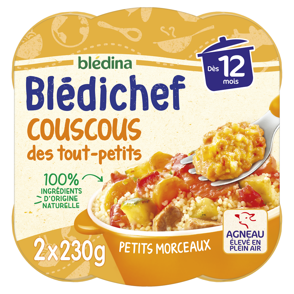 Plats bébé couscous dès 12 mois BLEDICHEF BLEDINA 2x230g