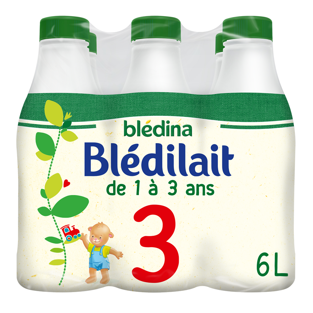 Lait de croissance bébé liquide 3ème âge de 1 à 3 ans BLEDILAIT BLEDINA 6x1l