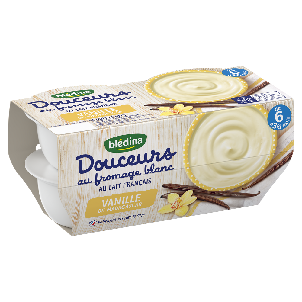 Desserts bébé au fromage blanc vanille dès 6 mois BLEDINA 4x100g