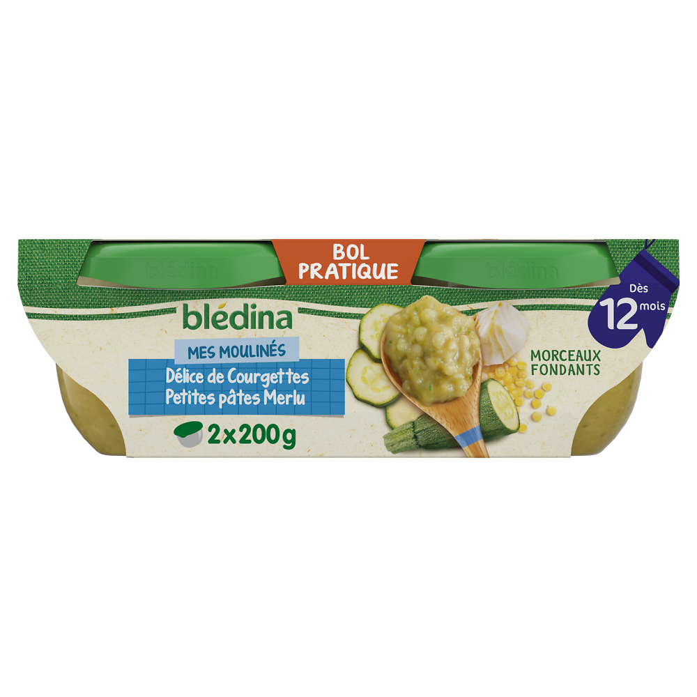 Plats bébé courgettes pâtes merlu dès 12 mois BLEDINA 2x200g