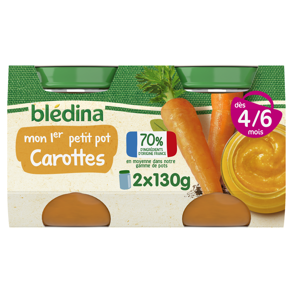 Petits pots bébé carottes dès 4 mois BLEDINA 2x130g