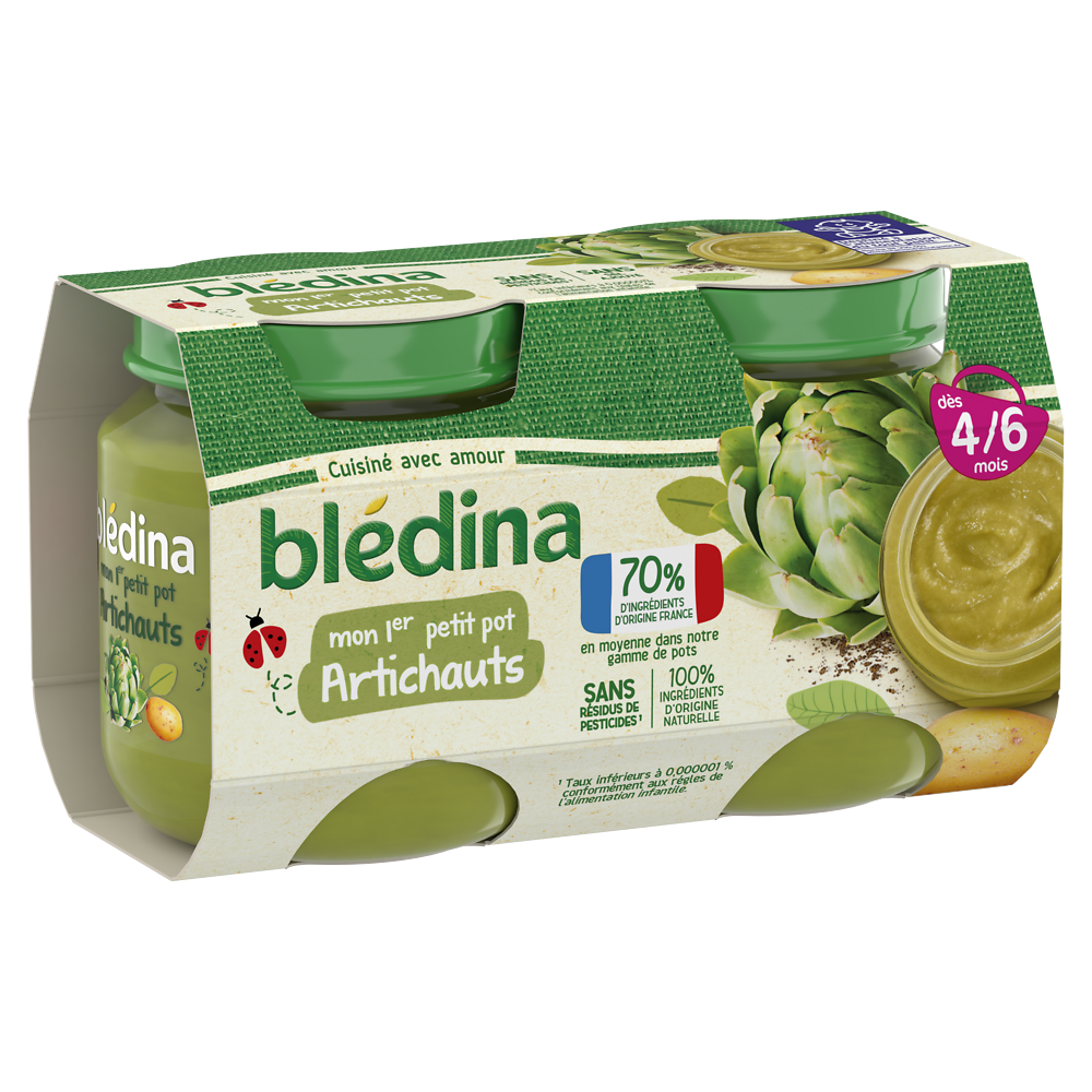 Petits pots bébé artichauts dès 4 mois BLEDINA 2x130g